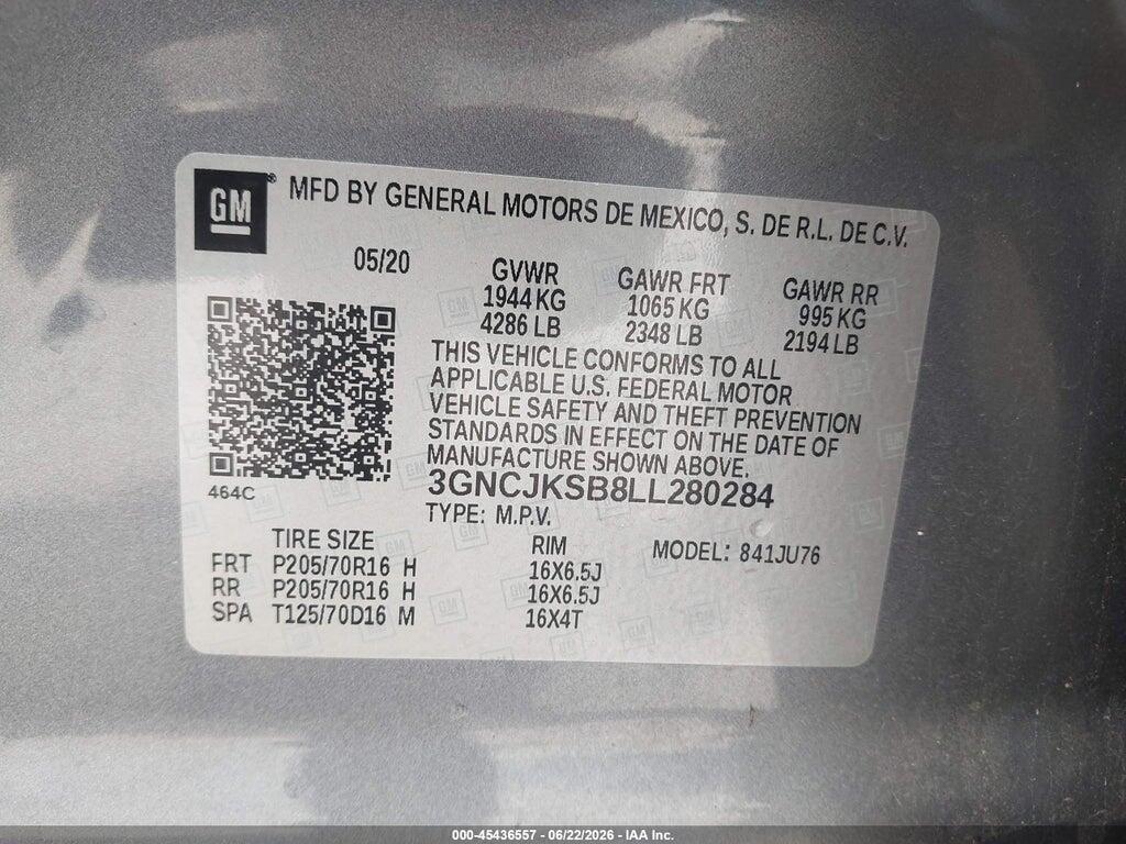 3GNCJKSB8LL280284 2020 CHEVROLET TRAX photo no. 9