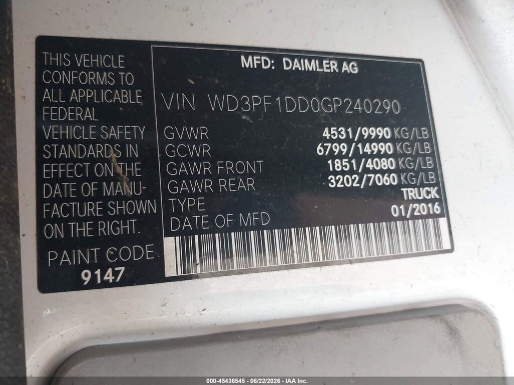 WD3PF1DD0GP240290 2016 MERCEDES-BENZ SPRINTER 3500 photo no. 9