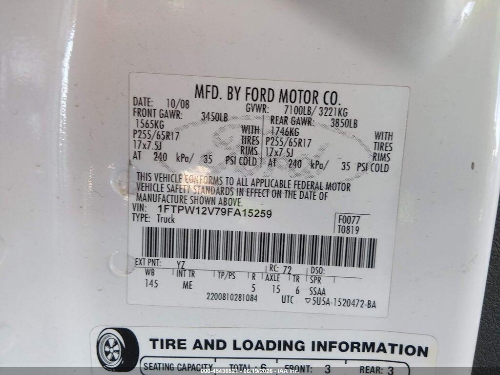 1FTPW12V79FA15259 2009 FORD F-150 photo no. 9
