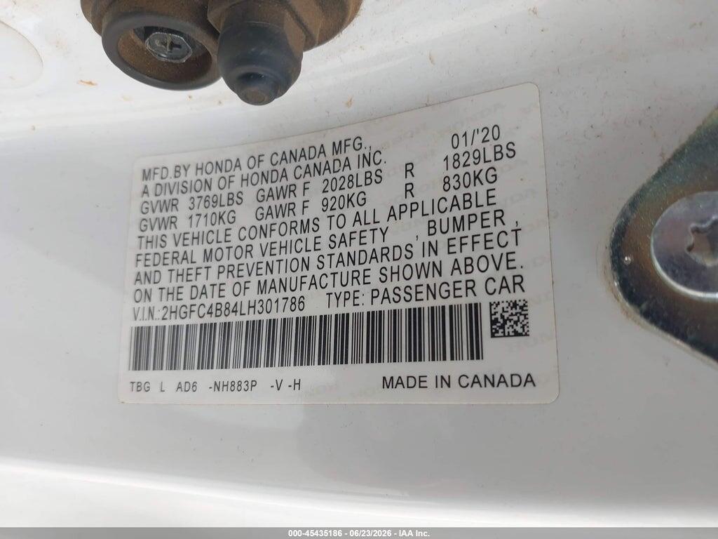 2HGFC4B84LH301786 2020 HONDA CIVIC photo no. 9