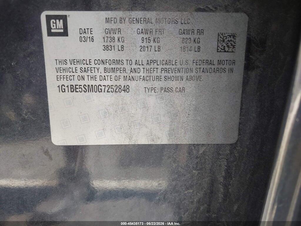 1G1BE5SM0G7252848 2016 CHEVROLET CRUZE photo no. 9