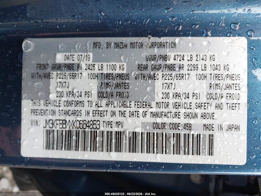 JM3KFBBMXK0664853 2019 MAZDA CX-5 photo no. 9