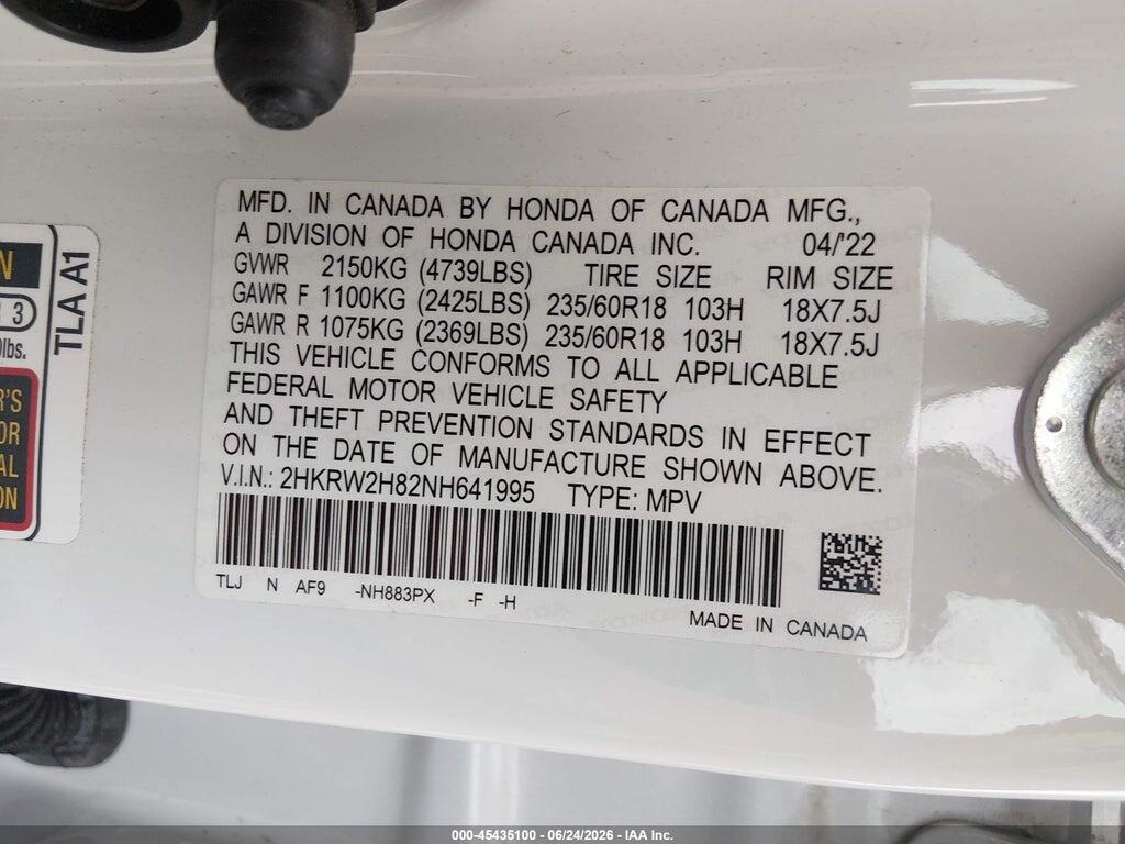 2HKRW2H82NH641995 2022 HONDA CR-V photo no. 9