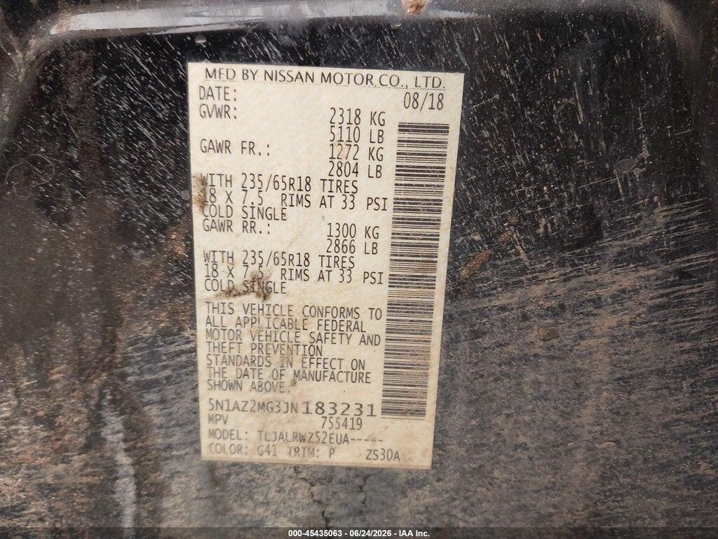 5N1AZ2MG3JN183231 2018 NISSAN MURANO photo no. 9