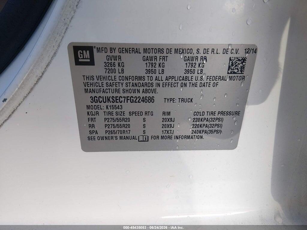 3GCUKSEC7FG224686 2015 CHEVROLET SILVERADO 1500 photo no. 9