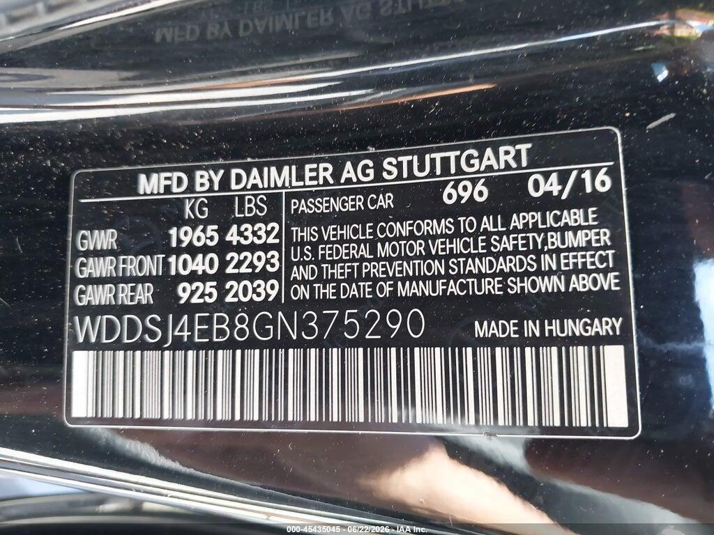 WDDSJ4EB8GN375290 2016 MERCEDES-BENZ CLA 250 photo no. 9