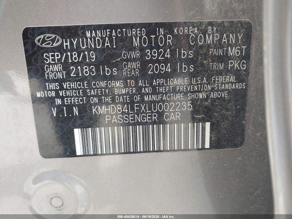 KMHD84LFXLU002235 2020 HYUNDAI ELANTRA photo no. 9