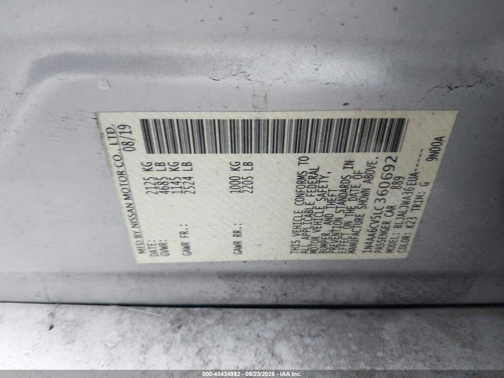 1N4AA6CV5LC360692 2020 NISSAN MAXIMA photo no. 9