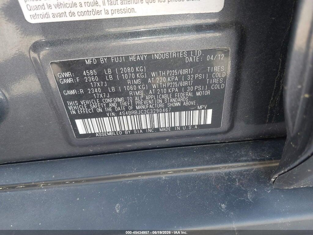 4S4BRBJC2C3290467 2012 SUBARU OUTBACK photo no. 9