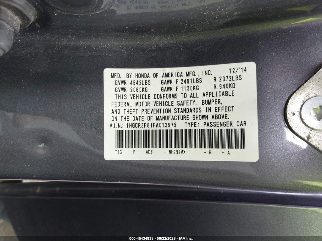 1HGCR3F81FA013975 2015 HONDA ACCORD photo no. 9