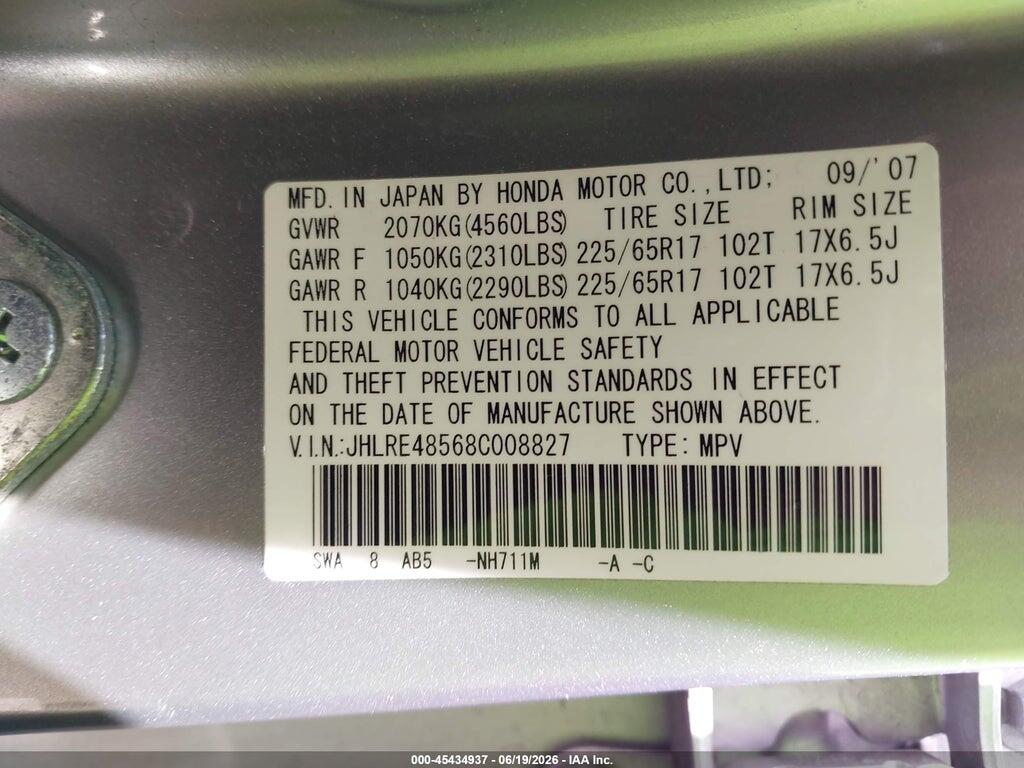 JHLRE48568C008827 2008 HONDA CR-V photo no. 9
