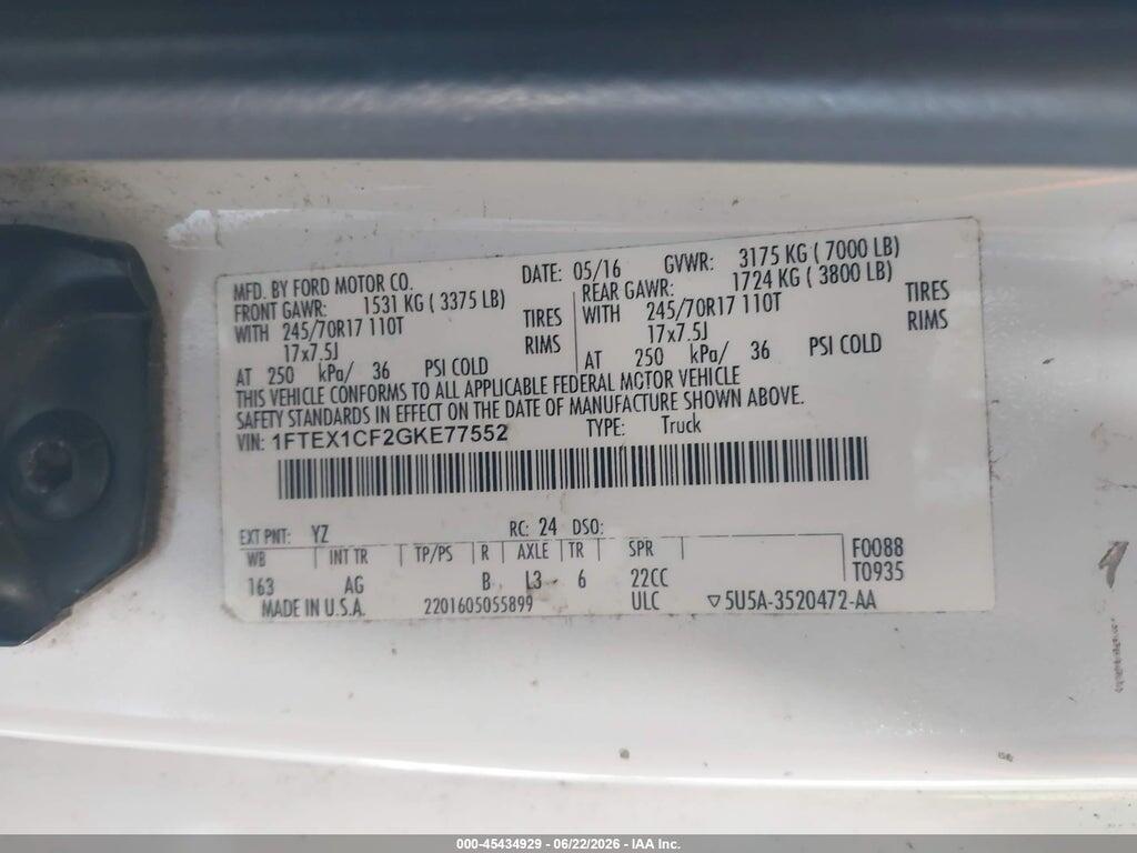 1FTEX1CF2GKE77552 2016 FORD F-150 photo no. 9