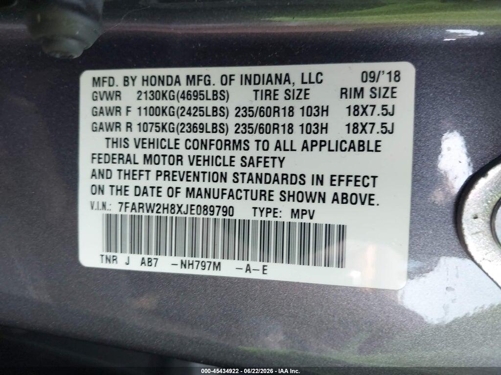 7FARW2H8XJE089790 2018 HONDA CR-V photo no. 9