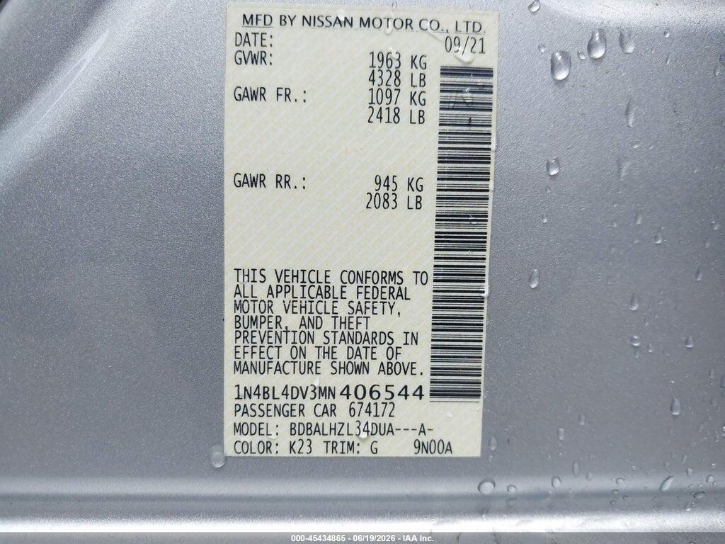 1N4BL4DV3MN406544 2021 NISSAN ALTIMA photo no. 9
