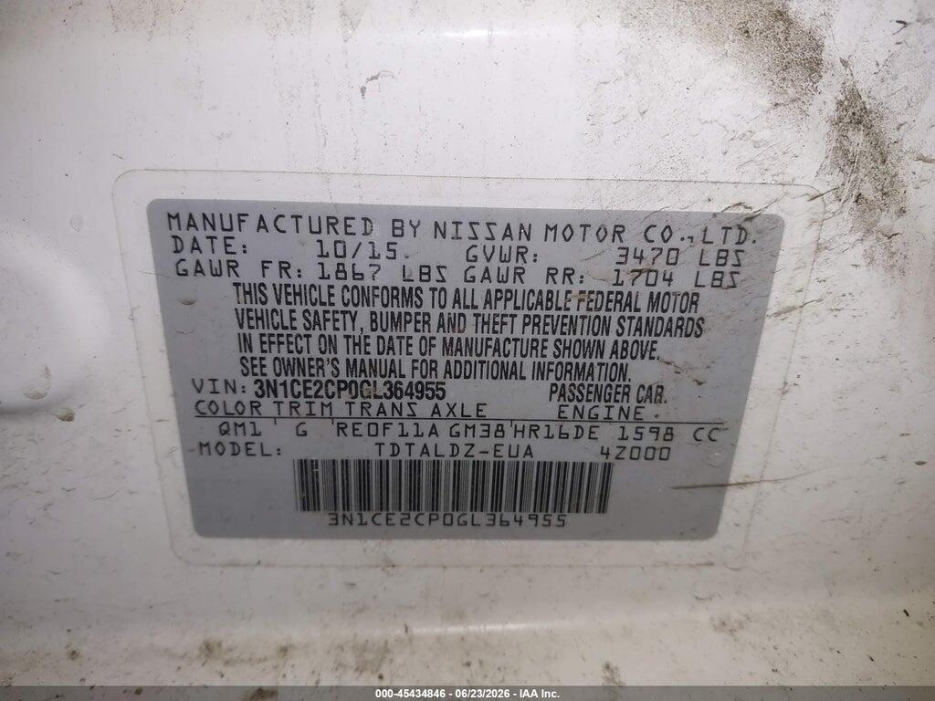 3N1CE2CP0GL364955 2016 NISSAN VERSA NOTE photo no. 9