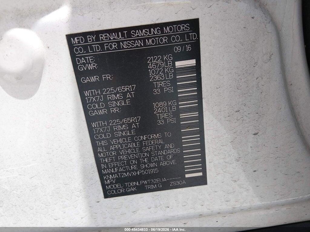 KNMAT2MVXHP501915 2017 NISSAN ROGUE photo no. 9