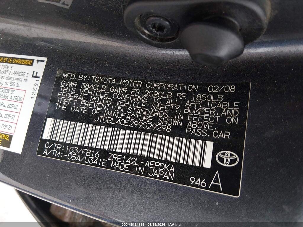 JTDBL40E299029298 2009 TOYOTA COROLLA photo no. 9