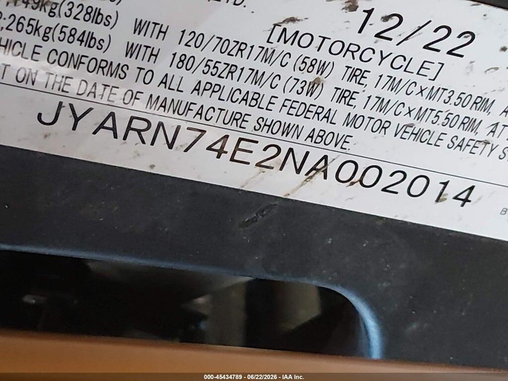 JYARN74E2NA002014 2022 YAMAHA MTT09 photo no. 10