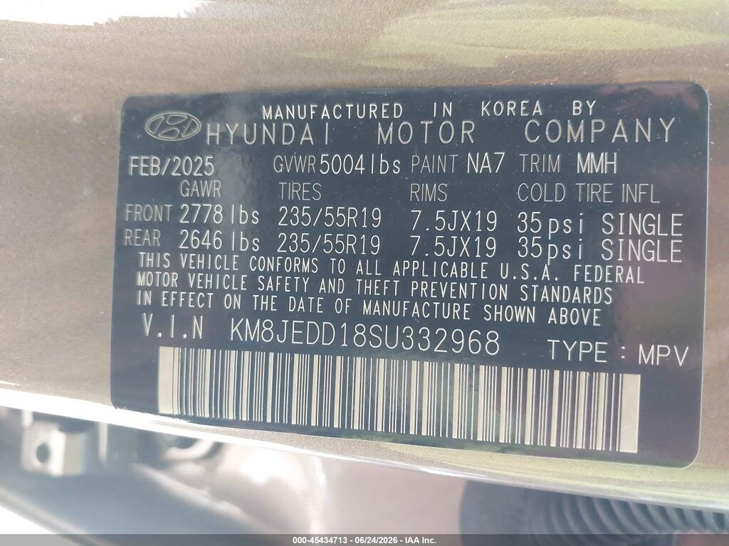KM8JEDD18SU332968 2025 HYUNDAI TUCSON HYBRID photo no. 9