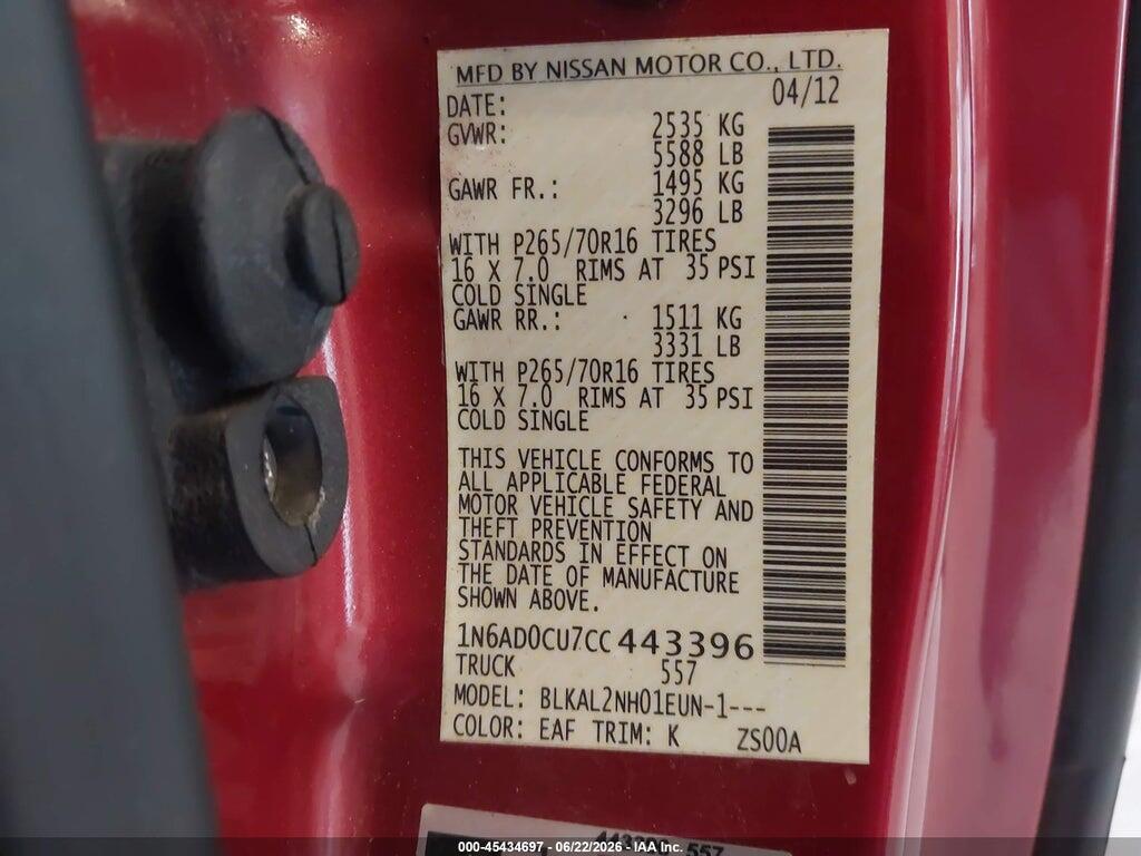 1N6AD0CU7CC443396 2012 NISSAN FRONTIER photo no. 9