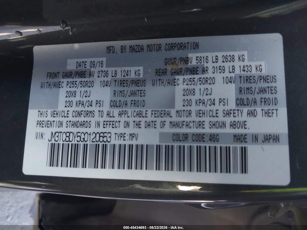 JM3TCBDY5G0120653 2016 MAZDA CX-9 photo no. 9