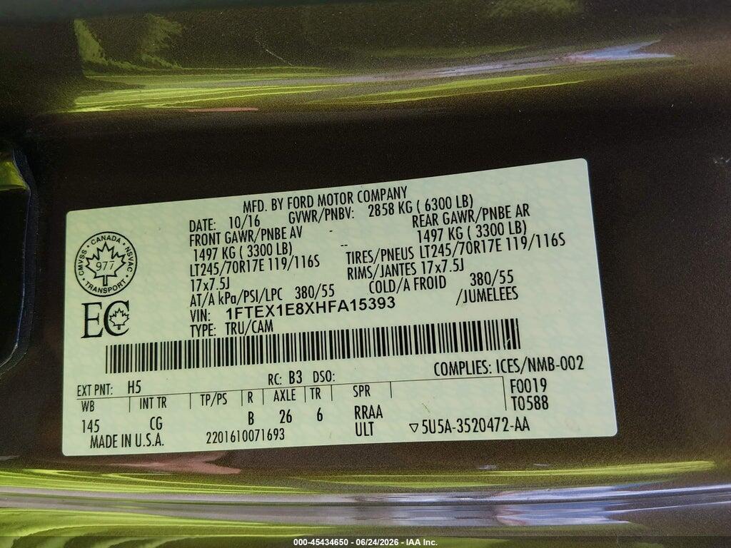 1FTEX1E8XHFA15393 2017 FORD F-150 photo no. 9