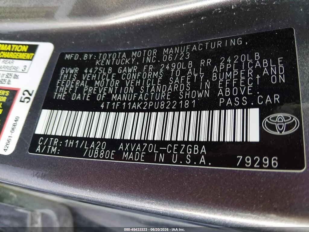 4T1F11AK2PU822181 2023 TOYOTA CAMRY photo no. 9