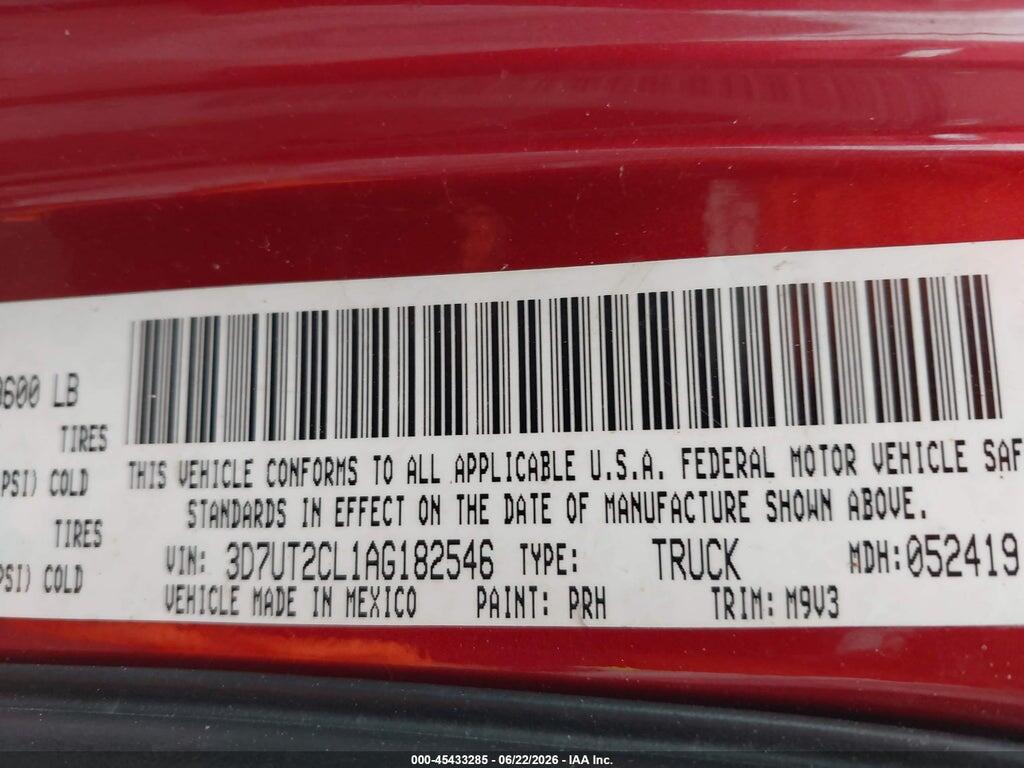 3D7UT2CL1AG182546 2010 DODGE RAM 2500 photo no. 9