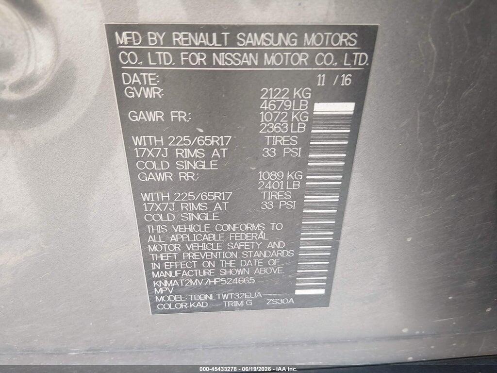 KNMAT2MV7HP524665 2017 NISSAN ROGUE photo no. 9