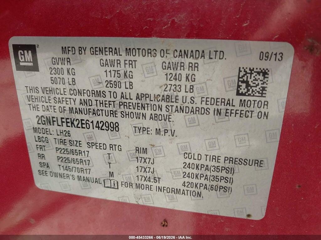 2GNFLFEK2E6142998 2014 CHEVROLET EQUINOX photo no. 9