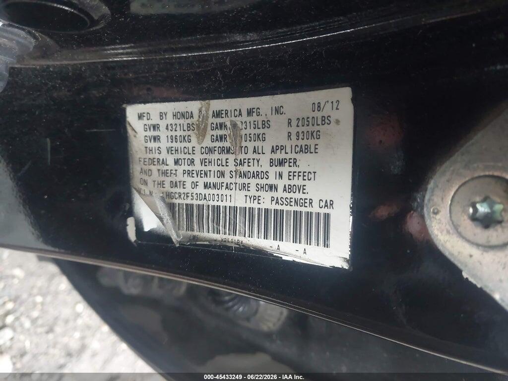 1HGCR2F53DA003011 2013 HONDA ACCORD photo no. 9