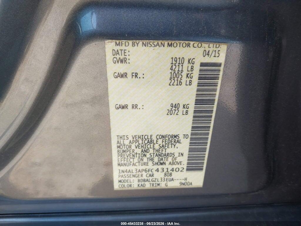 1N4AL3AP6FC431402 2015 NISSAN ALTIMA photo no. 9