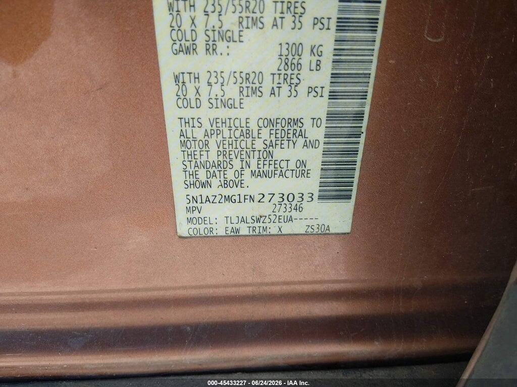 5N1AZ2MG1FN273033 2015 NISSAN MURANO photo no. 9