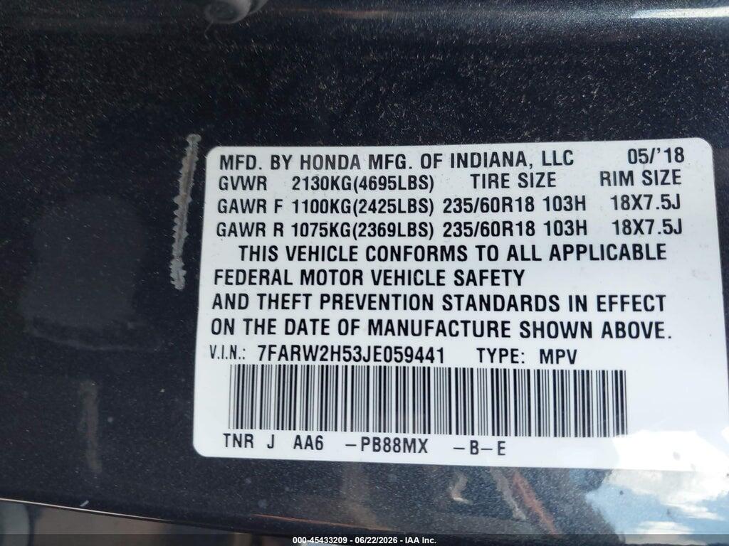 7FARW2H53JE059441 2018 HONDA CR-V photo no. 9