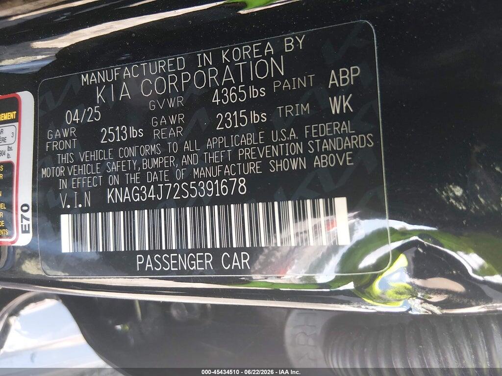 KNAG34J72S5391678 2025 KIA K5 photo no. 9