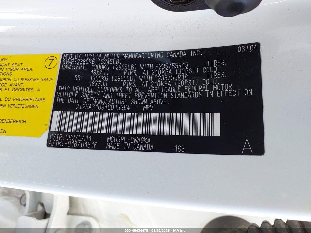 2T2HA31U94C015364 2004 LEXUS RX 330 photo no. 9