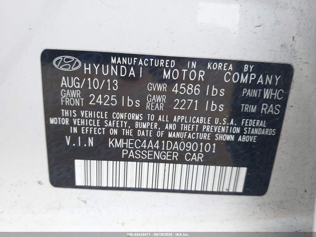 KMHEC4A41DA090101 2013 HYUNDAI SONATA HYBRID photo no. 9
