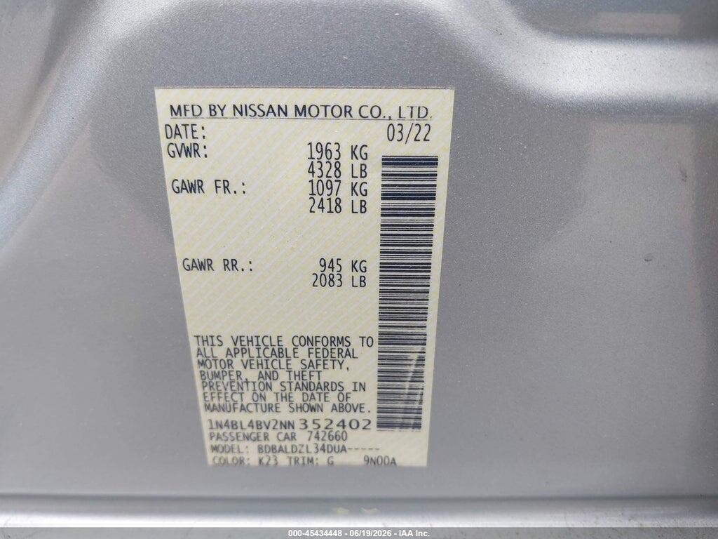 1N4BL4BV2NN352402 2022 NISSAN ALTIMA photo no. 9