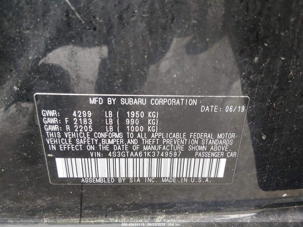 4S3GTAA61K3749597 2019 SUBARU IMPREZA photo no. 9