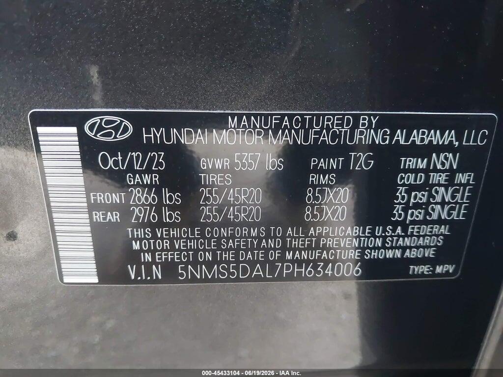 5NMS5DAL7PH634006 2023 HYUNDAI SANTA FE photo no. 9