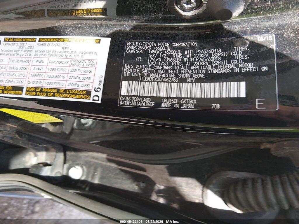 JTJBM7FX3D5062783 2013 LEXUS GX 460 photo no. 9