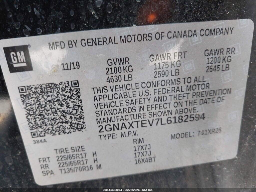 2GNAXTEV7L6182594 2020 CHEVROLET EQUINOX photo no. 9