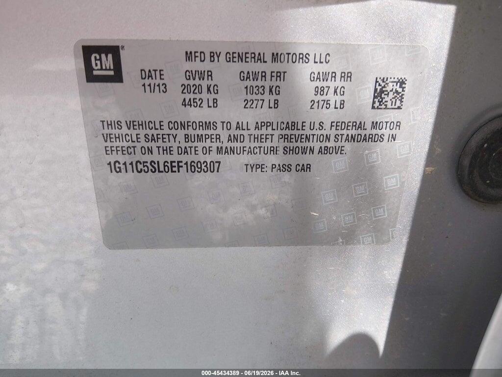 1G11C5SL6EF169307 2014 CHEVROLET MALIBU photo no. 9