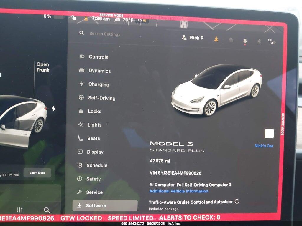 5YJ3E1EA4MF990826 2021 TESLA MODEL 3 photo no. 7