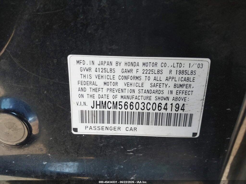 JHMCM56603C064194 2003 HONDA ACCORD photo no. 9