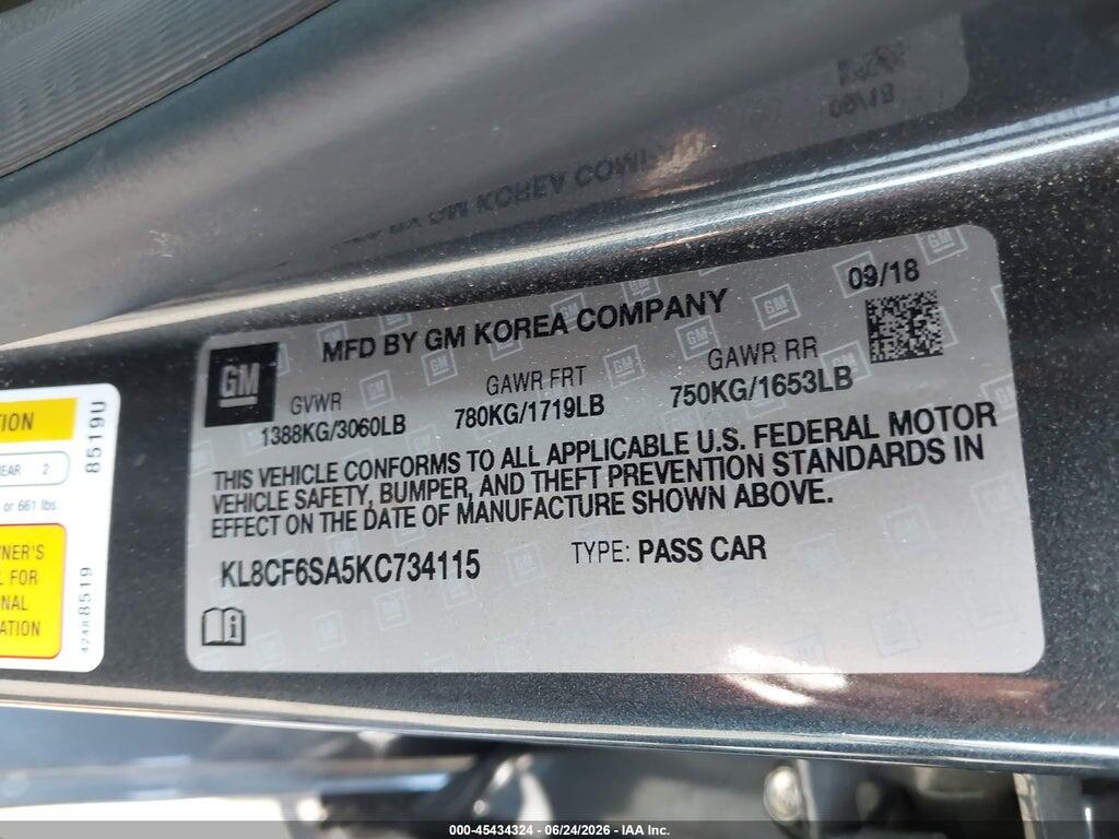 KL8CF6SA5KC734115 2019 CHEVROLET SPARK photo no. 9
