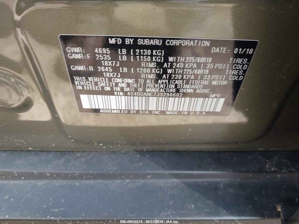 4S4BSANC7J3290602 2018 SUBARU OUTBACK photo no. 9