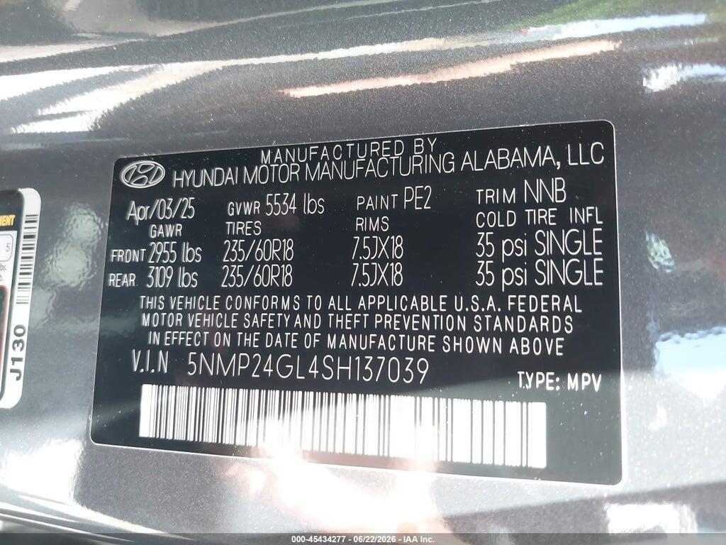 5NMP24GL4SH137039 2025 HYUNDAI SANTA FE photo no. 9