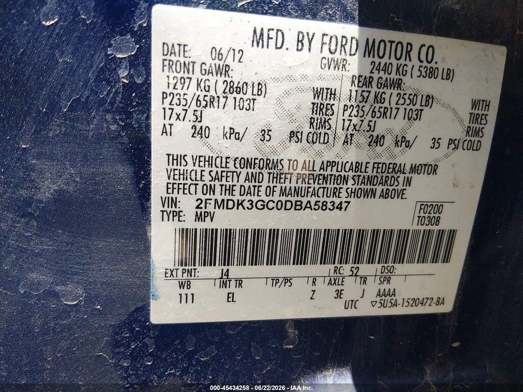 2FMDK3GC0DBA58347 2013 FORD EDGE photo no. 9
