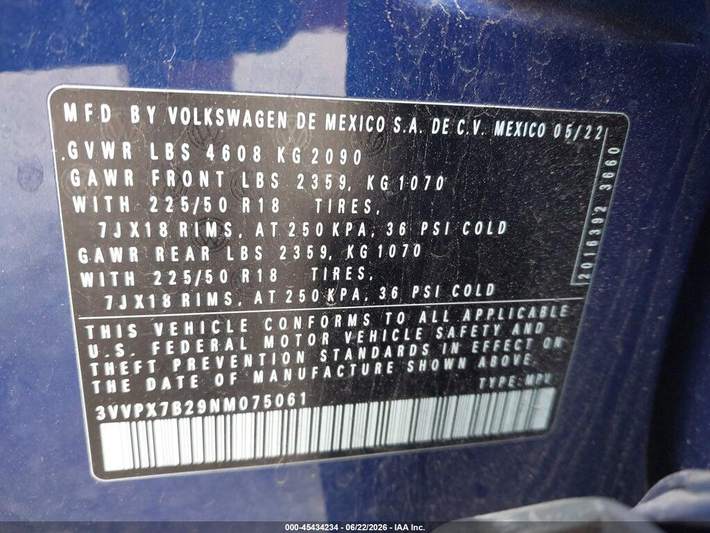 3VVPX7B29NM075061 2022 VOLKSWAGEN TAOS photo no. 9